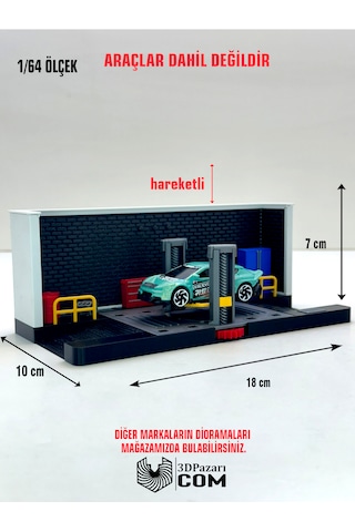 3d Baskı 1/64 Ölçekli Tamirhane Bina Tasarımlı Diorama Araç Sergileme Garajı