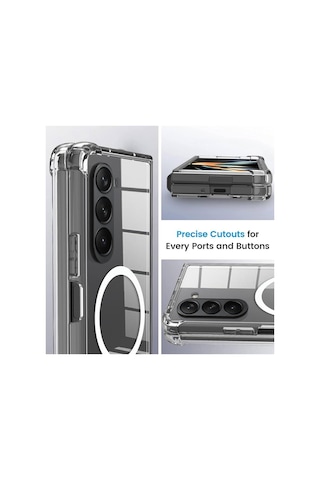 Samsung Galaxy Z Fold 5 Uyumlu Kılıf Clear Şeffaf Magsafe Wireless Şarj Destekli Sararmaz Silikon Resimde Görünen