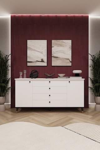 Asra Trend Lüks Konsol Tv Ünitesi %100 Mdf Salon Ve Yemek Odası Ünitesi Knsl04 Beyaz