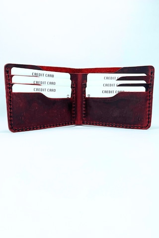 El Yapımı Hakiki Deri Premium Cüzdan Kırmızı Geniş Model Kırmızı