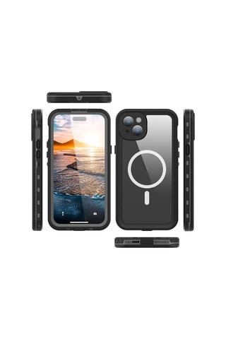 Apple Uyumlu iPhone 15 1-1 Su Geçirmez Kılıf-siyah