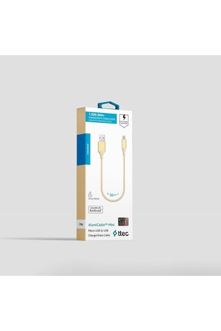 2DK25A ttec AlumiCable Mini 30cm Micro USB Şarj Kablosu Altın