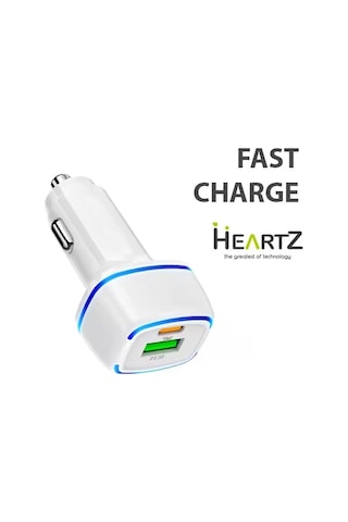 Cr01 Araç Şarj Adaptörü Dual Port Pd Araç Şarjı Yeni Nesil Pd + Standart Usb Ledli A Kalite Araç Şarj Başlık Fast Beyaz