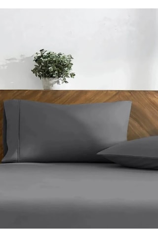 %100 Pamuk 2&apos Li Yastık Kılıfı 50x70 Cm Antrasit Gri 50 x 22