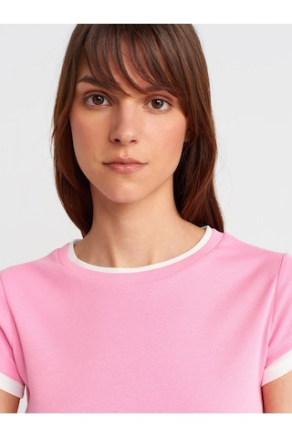Dilvin 31859 Çift Görünümlü T-shirt-pembe Pembe