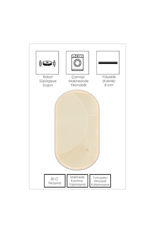 West Home Makinede Yıkanabilir Kaymaz Taban Leke Tutmaz Bej Oval Mutfak Halısı Salon Halısı Ve Yolluk Wh 581 Beige Oval