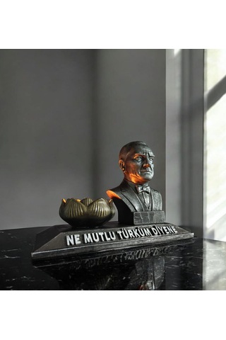 Atatürk Ne Mutlu Türküm Diyene Temalı Atatürk Biblo Mumluk Gümüş Eskitme 0