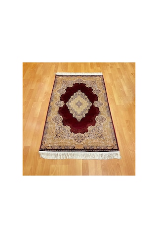 Elmas Motifli 90 X150 Cm İpek Halı Bordo
