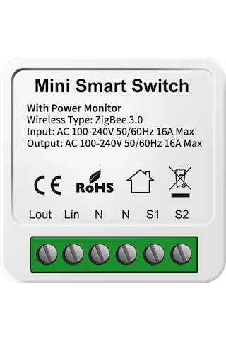 Konesam Tuya Zigbee 3.0 Akıllı Anahtar: 2 Yollu, 16a, Alexa Ve Google Home Uyumlu, Zamanlayıcılı Ev Otomasyonu