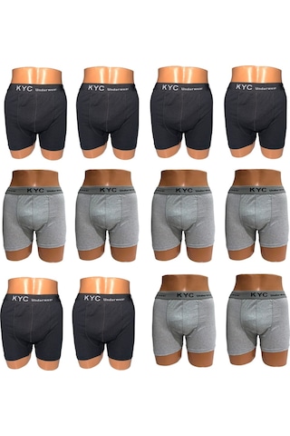 Kyc Shopping 12 Adet Siyah-gri Karışık Renk Pamuklu Likralı Penye Esnek Kumaş Boxer Siyah - Gri Kyc Shopping 12 Adet Siyah-gri Karışık Renk Pamuklu Likralı Penye Esnek Kumaş Boxer Siyah - Gri