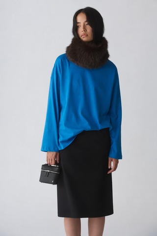 Suud Collection Mavi Uzun Kollu Oversize Tişört