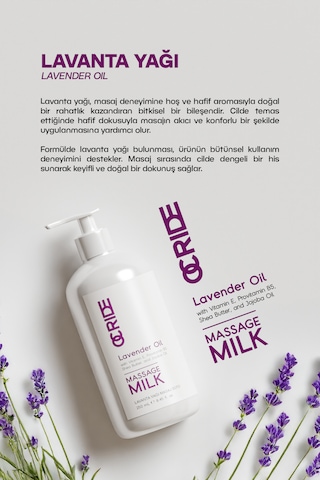 Lavanta Yağı Masaj Sütü 250 Ml Ve Nemlendirici Aromaterapi Bakımı