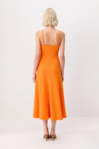 Benerly Kadın İnce Askılı V Yaka Dokulu Bodycon Maxi Elbise Astarsız Raha Turuncu