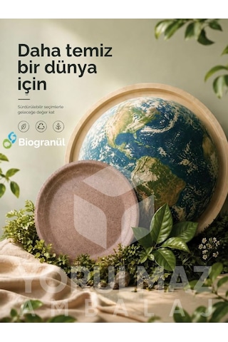 17 Cm %100 Doğal Biogranül Ahşap Tabak 5 Li Kullan-at Piknik & Servis Tabağı Siyah
