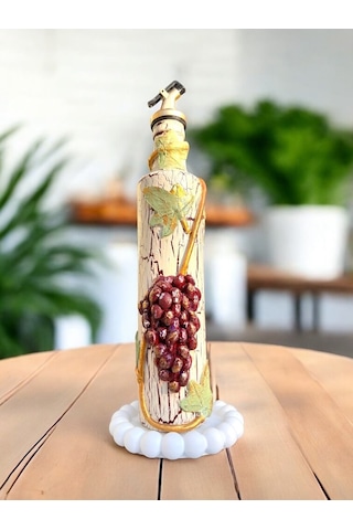 500 Ml Kil Kabartma Uygulama Akdeniz Ve Ege Dokunuşu El Yapımı Zeytinyağı & Üzüm Sirke Şişeleri, Yağ Bordo