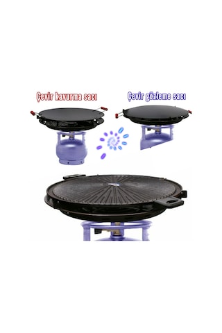 Tüplü Pik Demir Döküm Mangal Tüplü Saç Tava Portatif Izgara Tenc