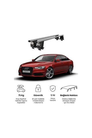 Royal Audi A6 2018 Ve Sonrası Uyumlu Gri Kilitli Ara Atkı Port Bagaj Tavan Barı