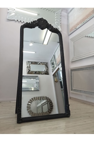 Ayna Denizi Princess Black Model Siyah Renk Dekoratif Ayaklı Boy Aynası Siyah