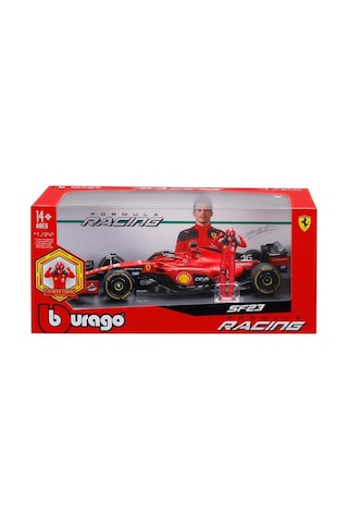 Ferrari Sf-23 1:24 Ölçek Sürücü Figürlü Döküm Model Yarış Arabası Kırmızı