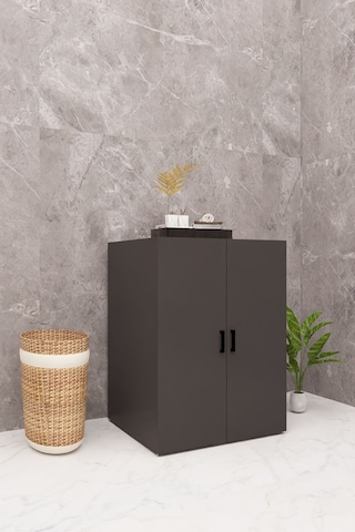 Mdf Çamaşır Makinesi Dolabı Kapaklı Antrasit