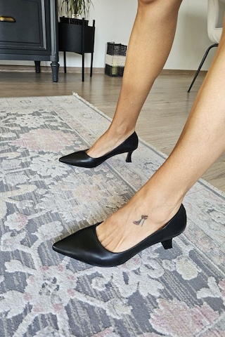 Ops 10 1899 Topukla Kadın Kadeh Topuklu Stiletto Siyah Deri