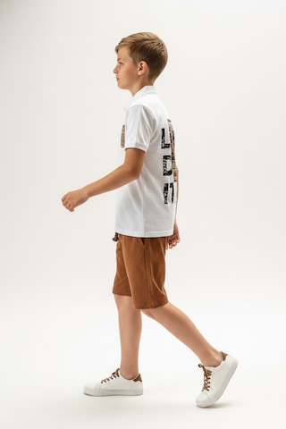 Toontoy Kids Toontoy Erkek Çocuk 2'li Şortlu Takım Polo Yaka Kısa Kollu Düğmeli T-shirt - Beli Lastikli Bağlamalı Şort 25022 Beyaz