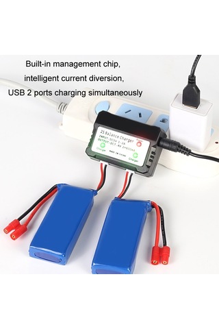 Sones Bire İki 7.4v Lityum Pil Aşırı Şarj Korumalı Işıklı Usb Şarj Cihazı Xh-3p Fiş