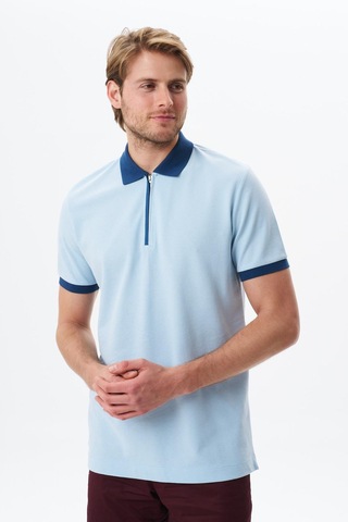 Arma Erkek Regular Fit Basic % 100 Pamuk Pike Fermuarlı Polo Yaka Tişört Y29374354302 Mavi-m1 Mavi