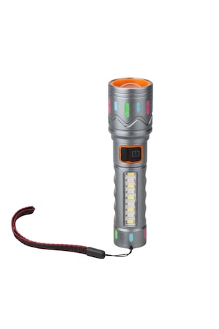 Panther 10 Watt Tg Led + 2 Smd Led Usb Şarjlı El Feneri Açık Gri