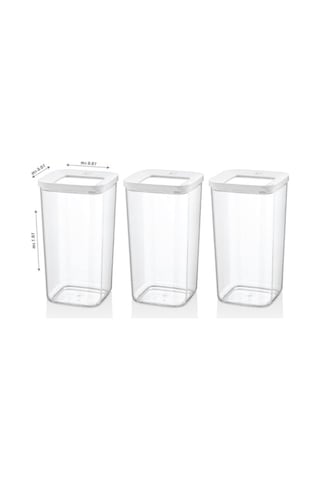 Kare Saklama Kabı Seti, 3 Parça, 1200 Ml 2.8 L