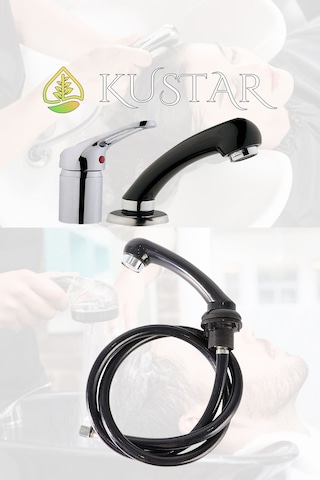 Kustar Havzalı Küvette Saç Yıkama Ankastre Lavabo Berber Bataryası Krom