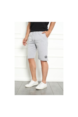 Erkek Şort Bermuda Kurt Armalı Beli Bağcıklı Ipli Cepli Büyük Beden Geniş Beden Aralığı Gri Nıc1067 R09 Gri