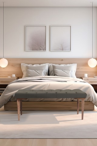 Gazzini Classic Retro Gürgen Ayak Chester Model Kapitoneli Antrasit Puf Bench - Ceviz Ayak