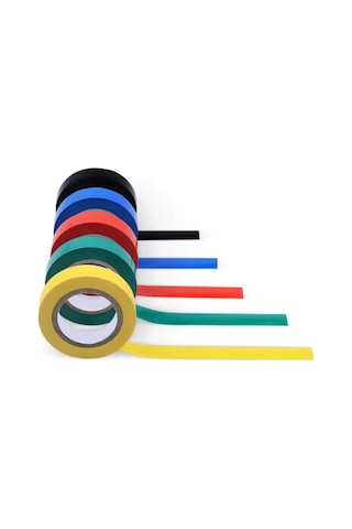 5 Adet Elektrik Bandı, Pvc İzole Bant, 0.13x18mm, 10 Metre Renkli , 600 V, 80 Derece,
