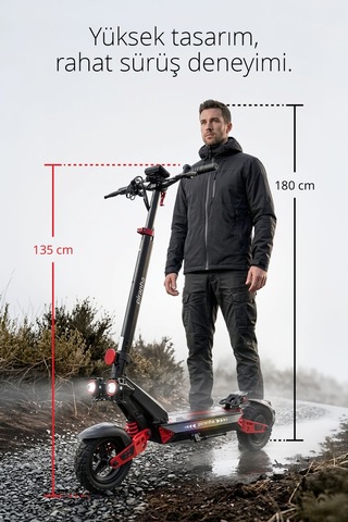 5025-k 1000w Elektrikli Scooter 48v 15.6ah 50-60 Km Menzil Katlanabilir Çift Süspansiyon Off-road Lastik Kırmızı