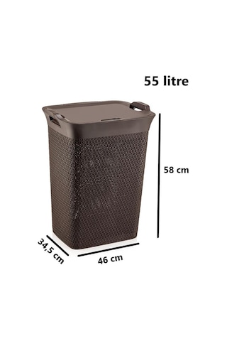 Omnipazar Sy-4630 Plastik Safir Kirli Çamaşır Sepeti 55 Lt Kahverengi Kahverengi