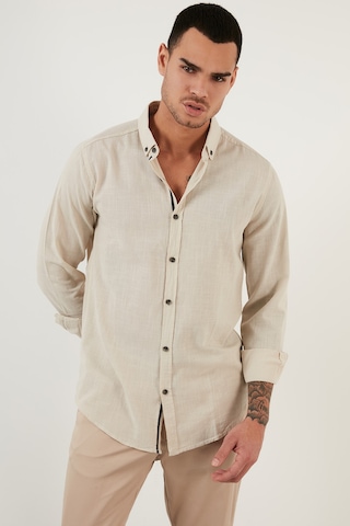 Buratti Pamuklu Regular Fit Düğmeli Yaka Erkek Gömlek Cf20S111871 Taş