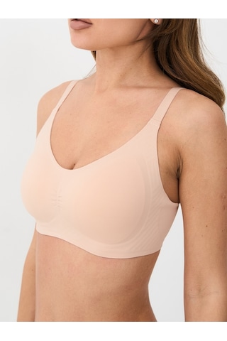 Alya Underwear Kadın Dikişsiz Sütyen Çıkarılabilir Yuvarlak Kaplı Lazer Kesim Görünmez Sütyen Siyah Pudra