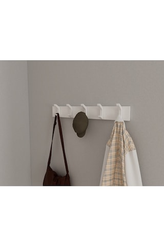 Hepsi3boyutlu Modern Duvar & Kapı Kanca Askılık - 5 Adet Beyaz Kanca Askılık - Model No : 2 Beyaz