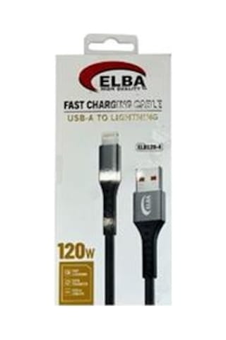 Elba Elb120-4 120w Lightning To Usb 1mt Siyah Örgülü Şarj Kablosu Data Veri