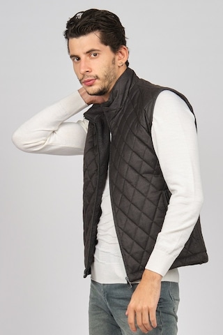 Daynax Erkek Cep Detaylı Baklava Desenli Yelek 492901 Füme Füme