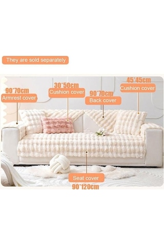 Novahub Beyaz Kalın Tavşan Peluş Kanepe 45x45cm, Yastıksız, Jms Mağaza Exclusive/ Diğer