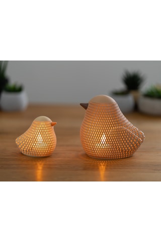 En-cag Örgü Desenli Serçe Figürlü Tealight Mumluk Bahar Dekoratif Mum Tutucu Bss Çok Renkli