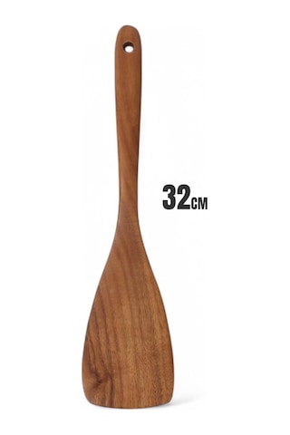 Deconox Doğal Akasya Ağacından El Oyması Servis Spatulası 32cm / Antibakteriyel, Dayanıklı Ve Çevre Dostu Ahşap Diğer