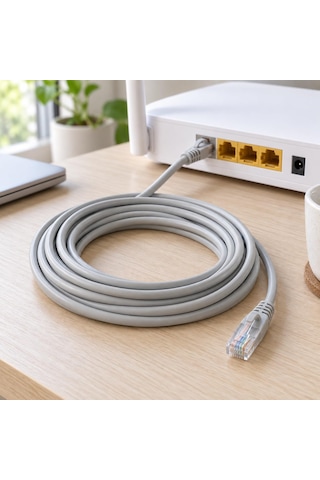 Cat6 Ethernet Kablosu 2 Metre Rj45 İnternet Kablosu Modem Pc Bilgisayar Laptop Ps5 Oyun Konsolu Router Switch Ağ Lan Network Patch Kablo Gri 25 Metre