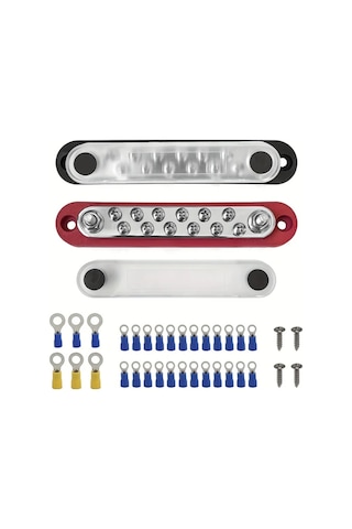 Motion003 12m4 Terminal Güç Dağıtma Bloğu Siyah Kırmızı 30 Mavi Bağlayıcı Kapak Vida