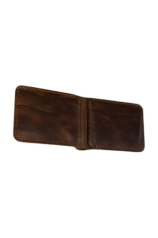 Parla Leather Bifold El Yapımı Hakiki Deri Baba Cüzdanı Taba