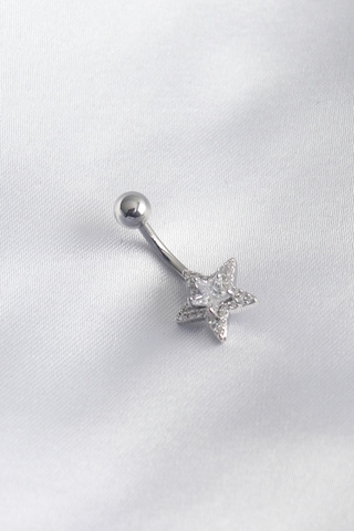 316l Cerrahi Çelik Zirkon Taşlı Yıldız Model Kadın Göbek Piercing