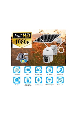 Sim Kartlı 4g Ptz 360 Hareketli Solar Güneş Enerjili 1080p Kamera Türkçe Program Son Sürüm