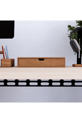 Desna Tek Katlı Tek Çekmeceli Dolap - Kiraz 34 Cm Uzunluk X 19 Cm Derinlik X 7.2 Cm Woodsaka Doğal Ahşap